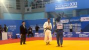 Pertandingan Perempat Final Judo PON Aceh Sumut 2024 Antara Aditya Wahyudi (Sulsel) Melawan Bustomi A. (DKI Jakarta).